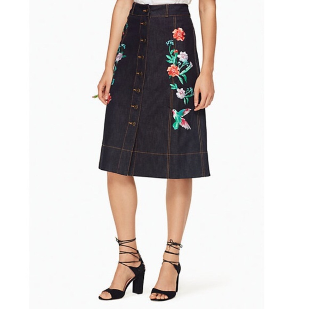 Kate Spade Embroidered Denim Skirt